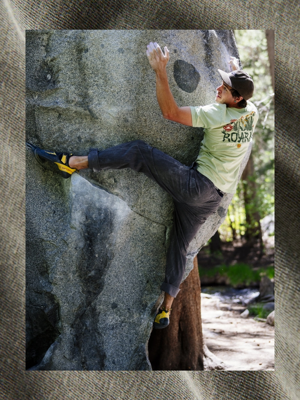 Adventurous rock climber scaling a rugged cliff, embodying the spirit of exploration and outdoor recreation.